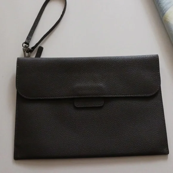 TUMI gray leather wristlet 11" x 7.5" - Picture 3 of 10